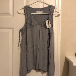 Gray flowered tank top